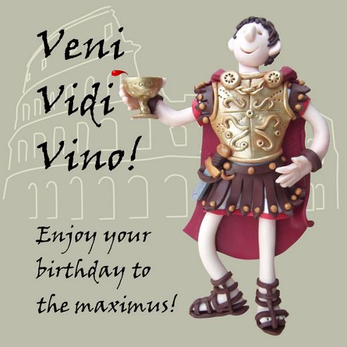 Image of Holy Mackerel Roman Veni Vidi Vino Greetings Card