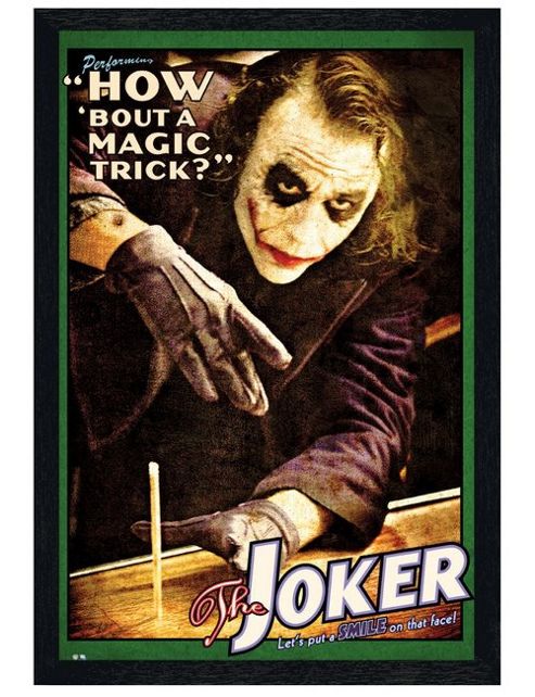 Image of Batman The Joker Black Wooden Framed How 'bout A Magic Trick? Poster