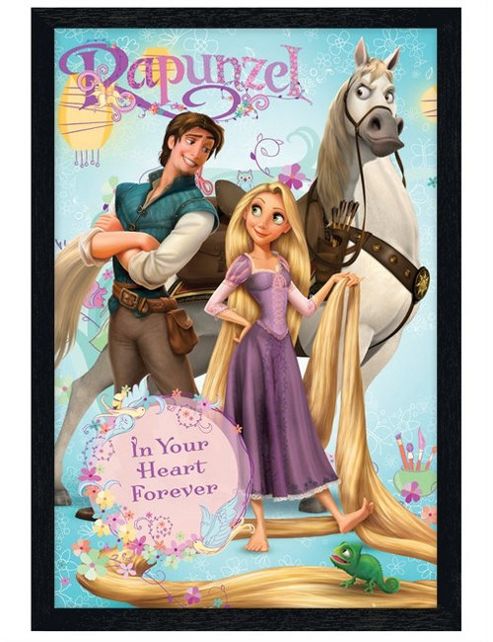 Image of Black Wooden Framed Rapunzel In Your Heart Forever Poster