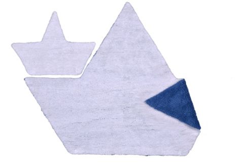 Image of Lorena Canals Baquito Reversible White Navy And Little Piece Children's Rug - 120 Cm W X 160 Cm D (3 Ft 11 In X 5 Ft 3 In)