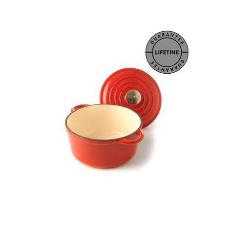 Image of Linea Red 21cm Round Cast Iron Casserole In Red