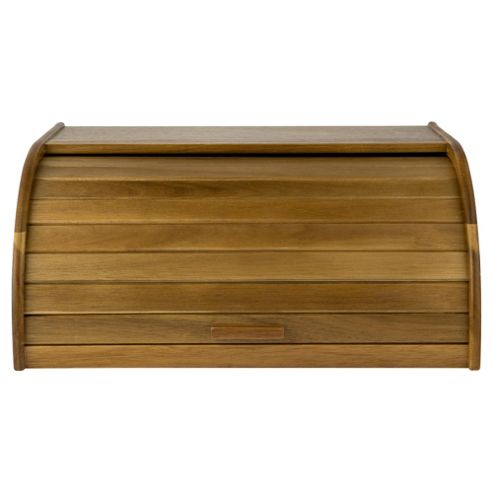 Image of Tesco Roll Top Wooden Bread Bin