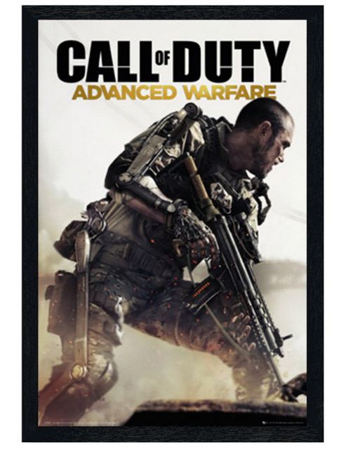Image of Call Of Duty Black Wooden Framed Advanced Warfare Cover Cod Poster