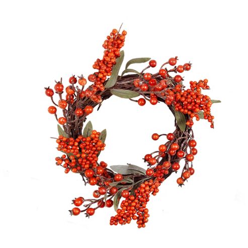 Image of Artificial Orange Berry Christmas Wreath