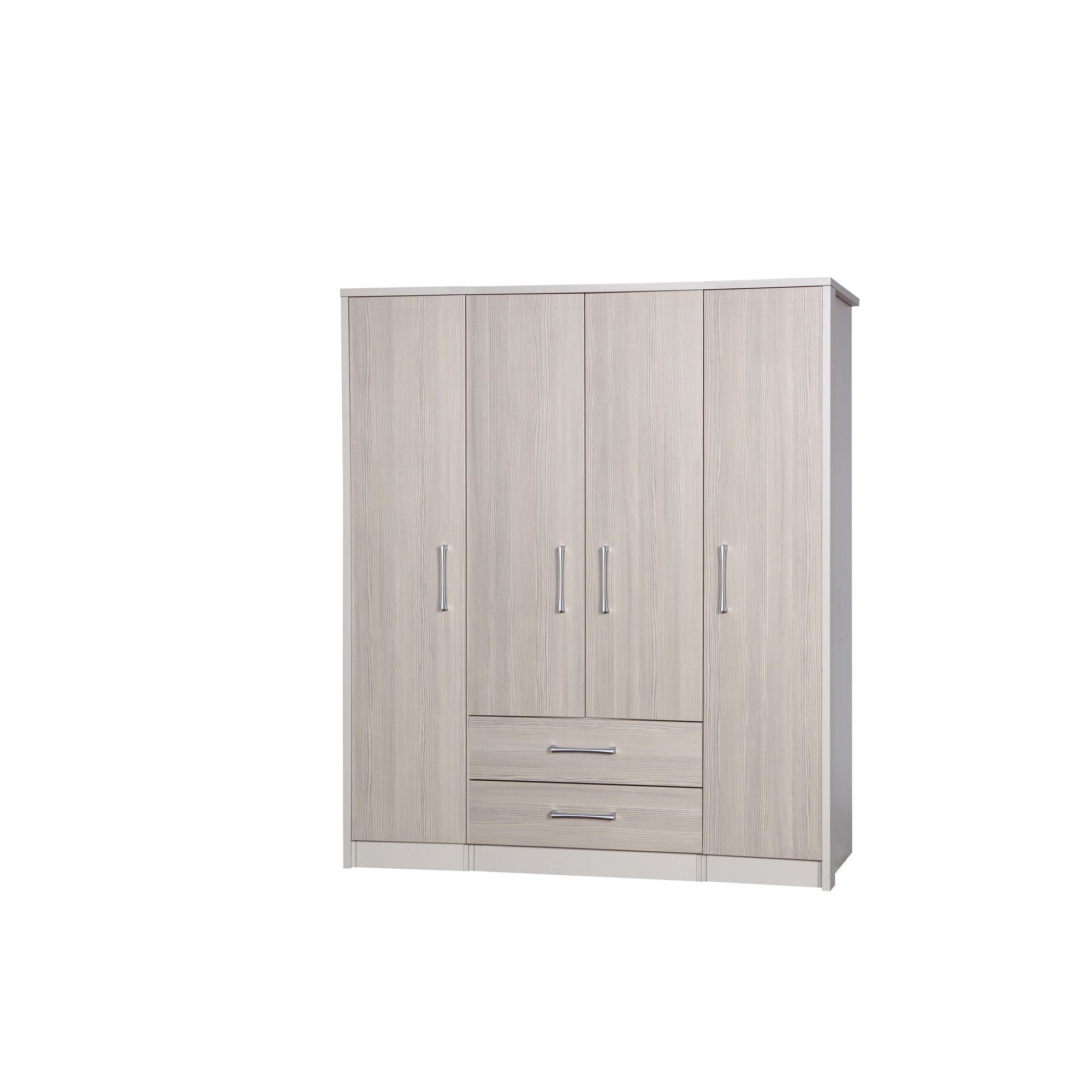 Alto Furniture Avola 4 Door Combi and Singles Wardrobe - Cream Carcass With Champagne Avola at Tescos Direct