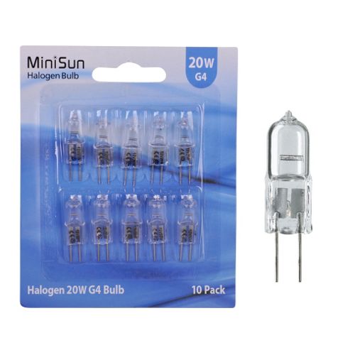 Image of Minisun Pack Of Ten 20w 12v G4 Halogen Capsule Bulbs