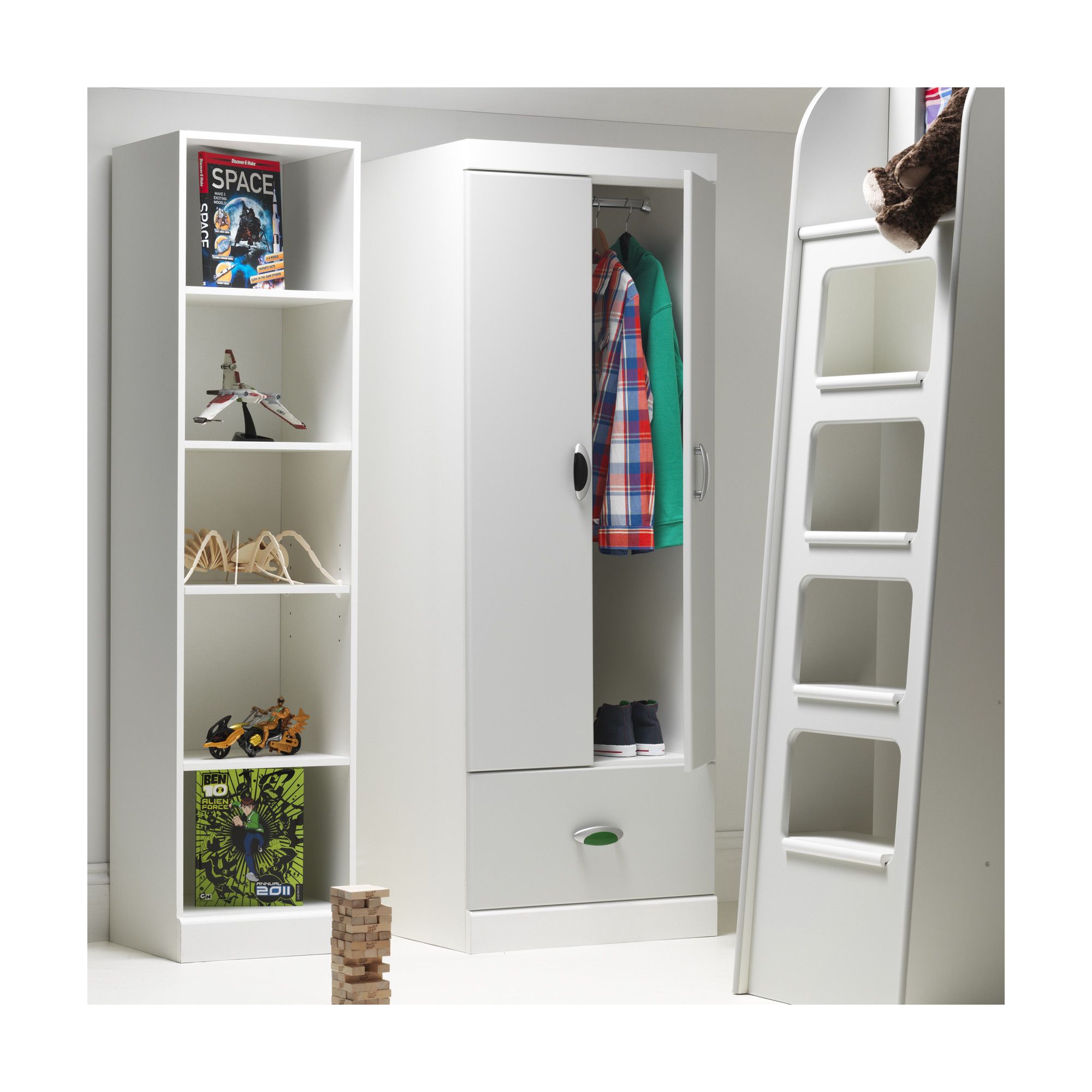 Caxton MyPod 2 Door / 1 Drawer Combi Wardrobe in White and Grey at Tesco Direct