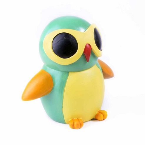 Image of Colourful Green Bird In Sunglasses Resin Money Box Savings Bank