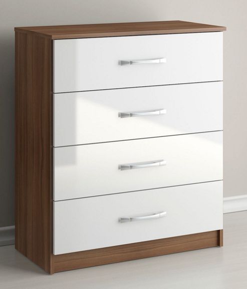 Image of Birlea Lynx 4 Drawers Chest - Walnut And White
