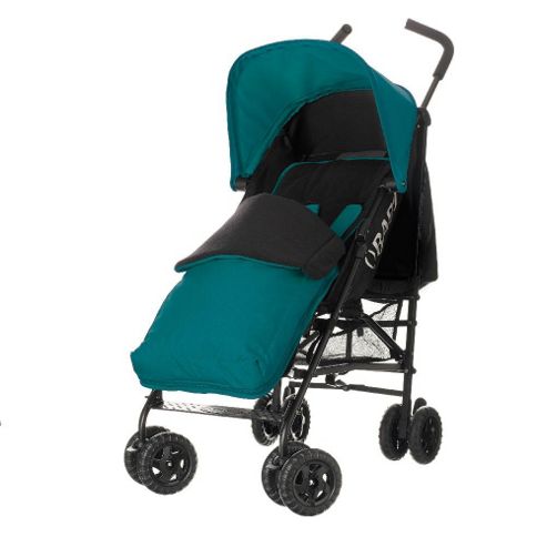 Image of Obaby Atlas Black & Grey Stroller With Turquoise Footmuff - Turquoise