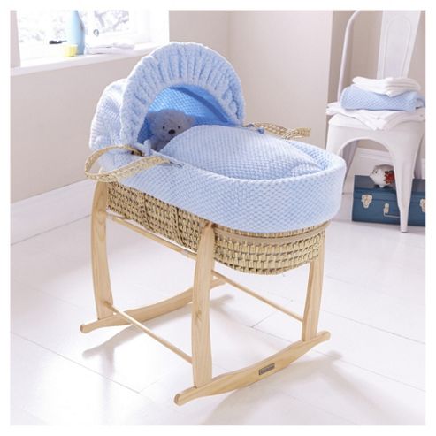 Image of Clair De Lune Honeycomb Palm Moses Basket - Blue