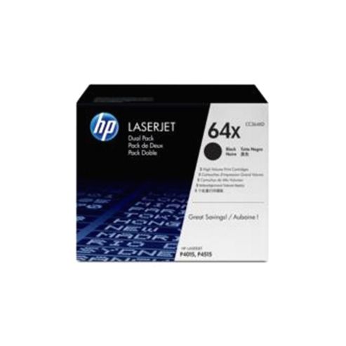 Image of Bundle: Hp 64x Black Smart Print Cartridge (yield 24,000 Pages) Dual Pack For Laserjet P4015, P4515