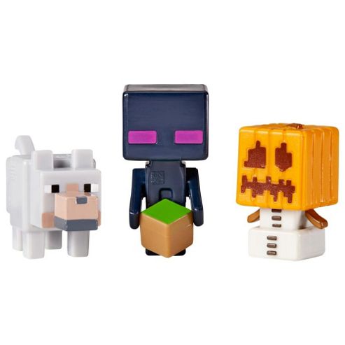 Image of Minecraft Mini-figures 3 Pack Snow Golem, Enderman And Wolf