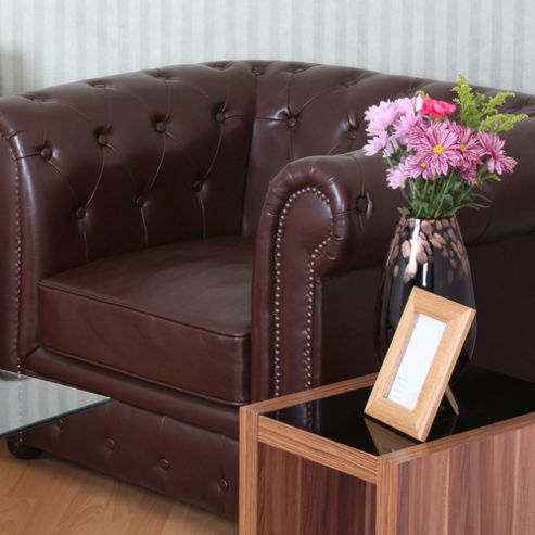 Image of Premier Housewares Leather Chesterfield Chair - Antique