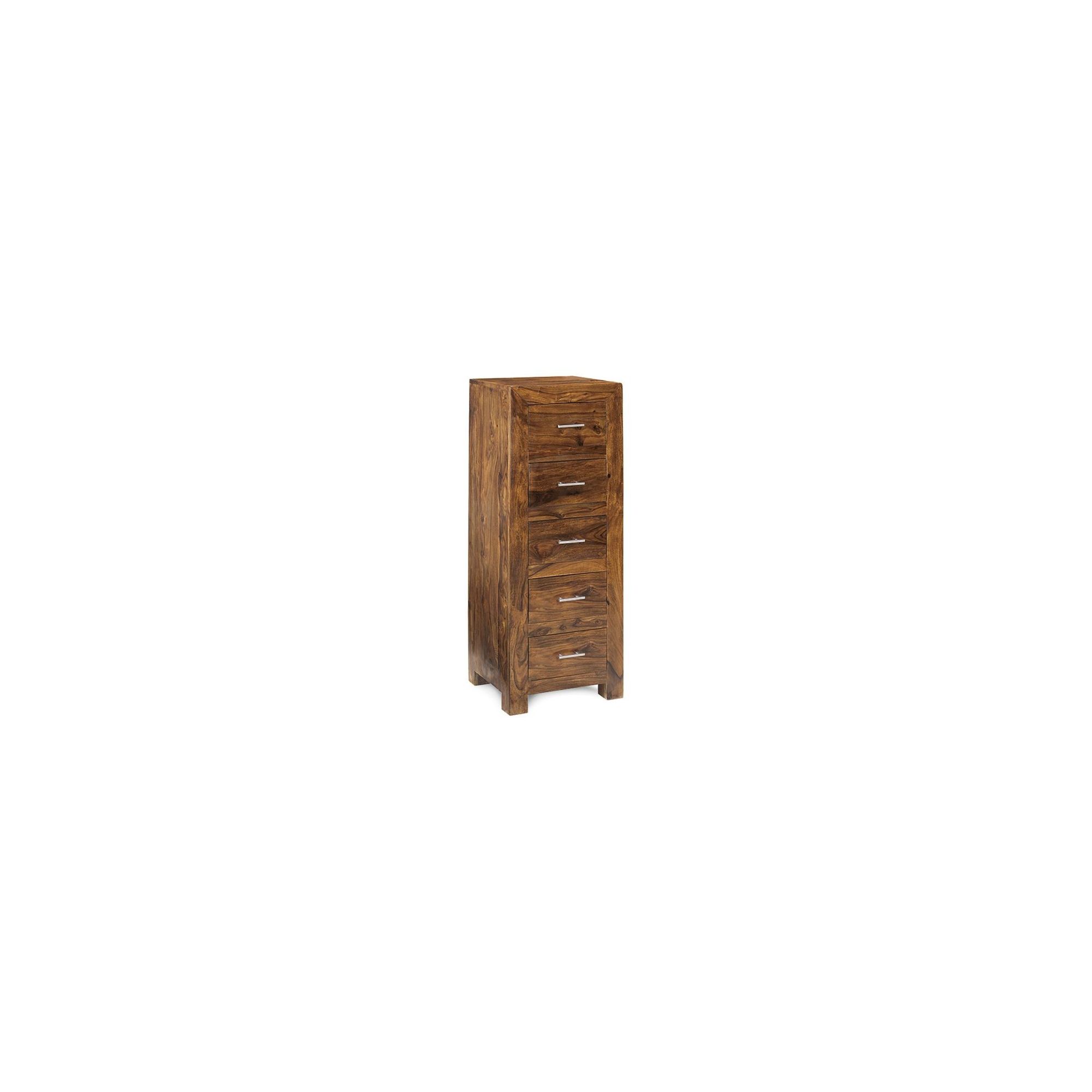 Indian Hub Cube Sheesham Five Drawer Tall Chest at Tesco Direct