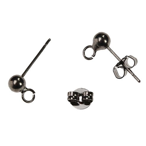 Image of Stud Earring With Loop & Scroll Backs - Black - 10 Pack