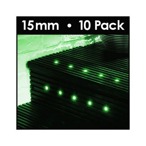 Image of Minisun Pack Of 10 15mm Green Led Decking Lights
