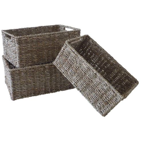 Image of Wicker Valley Seagrass Storage Basket 3 Piece Set