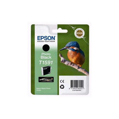 Image of Epson Kingfisher T1591 Ultrachrome Hi-gloss2 Black Ink Cartridge For R2000