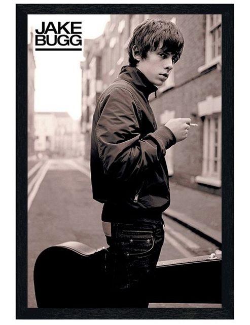 Image of Black Wooden Framed Jake Bugg Lightning Bolt Poster