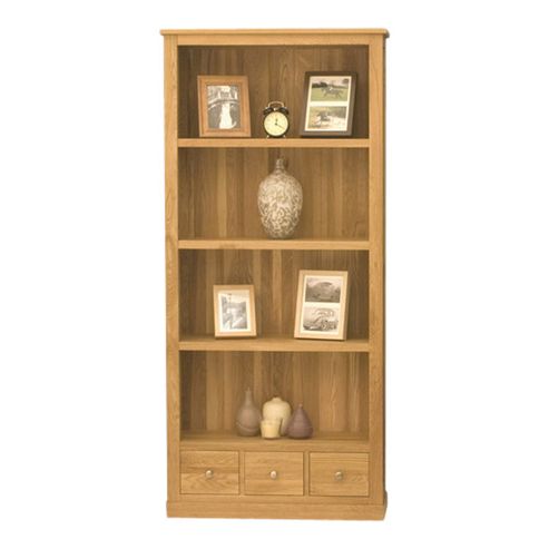 Image of Baumhaus Mobel Oak Large 3 Drawer Bookcase