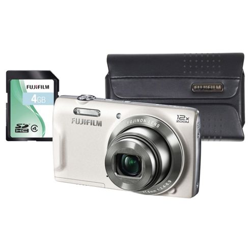 Image of Fuji T500 Digital Camera Kit, White, 16mp, 12x Optical Zoom, 2.7" Screen Size, Includes Carry Case & Sd Card