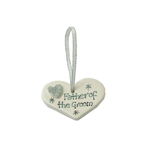 Image of Father Of The Groom Silver Sparkle Heart Wedding Keepsake