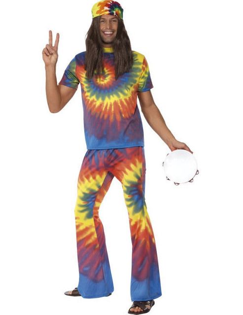 Image of 60s Tie Dye Hippie Costume Large