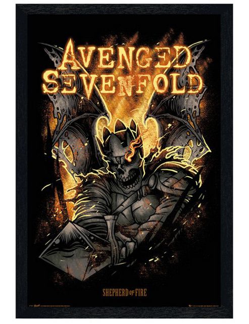 Image of Avenged Sevenfold Black Wooden Framed Shepherd Of Fire A7x Poster