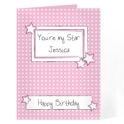 Image of Personalised Pink Star Label Card