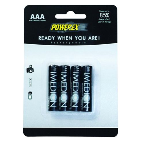 Image of Powerex Imedion Aaa Rechargeable Batteries 800mah 4 Pack