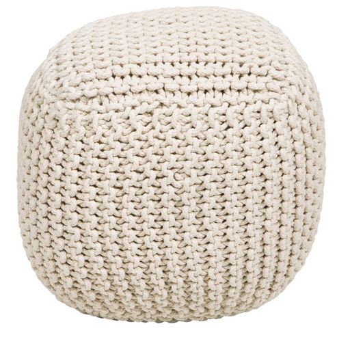 Image of Kaikoo Chunky Knit Bean Bag Cube, Natural