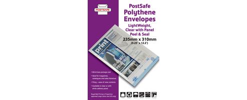 Image of Postsafe Light-weight Polythene Envelope 235x310mm C4 Clear With White Panel Pack Of 100 P19-100
