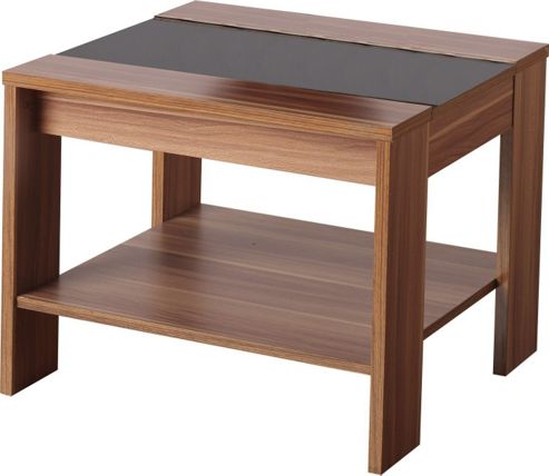 Image of Home Essence Hollywood Shearwater Lamp Table In Walnut Veneer And Black Gloss