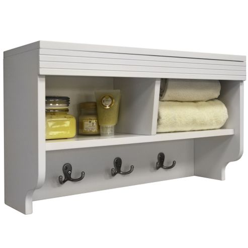 Image of Chubby - Wall Mounted Storage Cubby With Coat Hooks - White