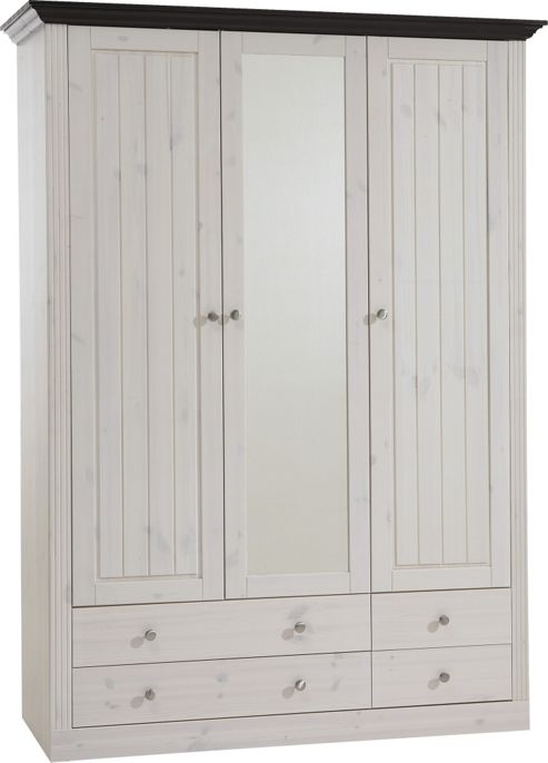 Image of Home Essence Riviera 3 Glazed Door 4 Drawer Wardrobe