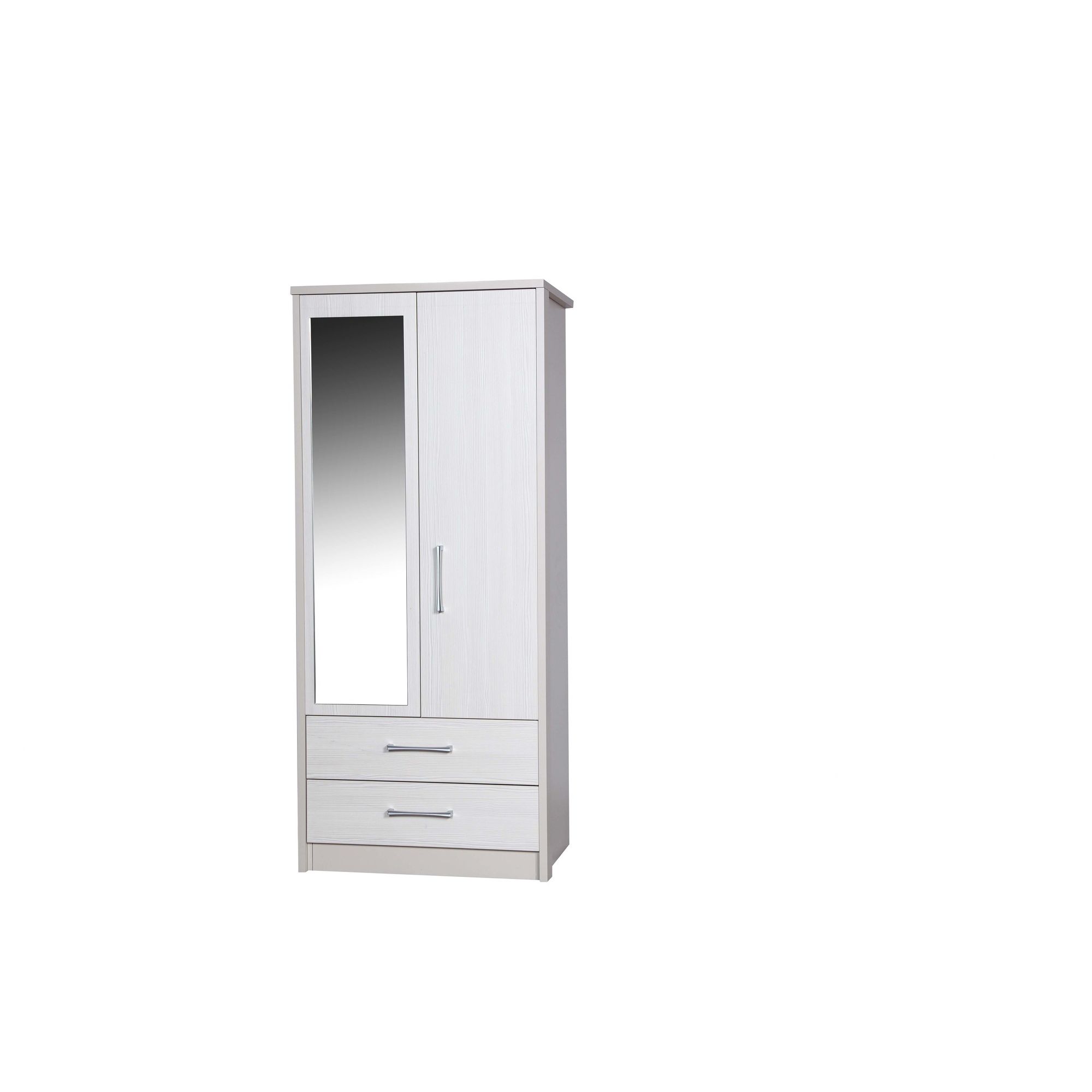 Alto Furniture Avola 2 Drawer Combi Wardrobe with Mirror - Cream Carcass With White Avola at Tescos Direct