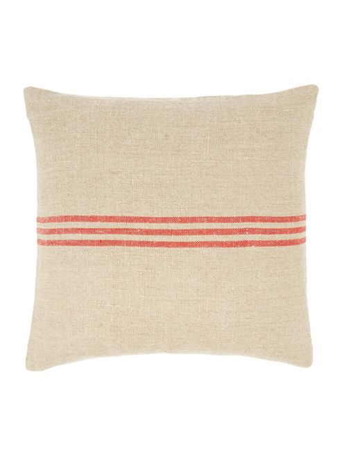 Image of Linea Linen Stripe Cushion, Red
