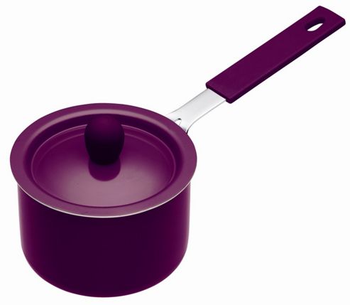 Image of Kitchencraft Colourworks Non-stick Coated Mini Saucepan With Lid In Purple (set Of 6)
