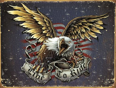 Image of Live To Ride - Eagle Tin Sign