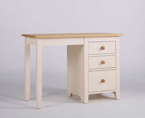 Image of Ametis Camden Painted Pine And Ash Single Pedestal Desk In Painted Ivory