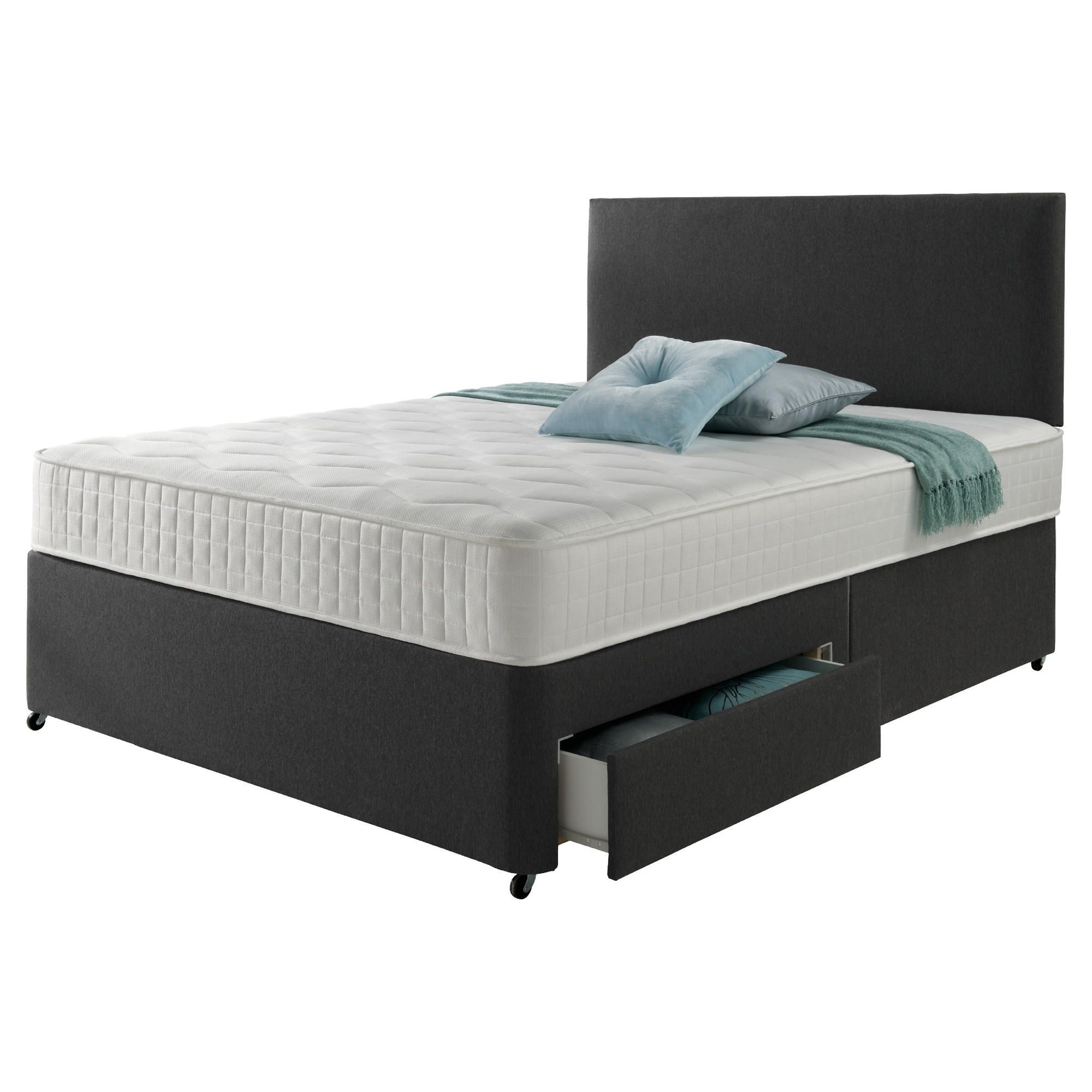 Rest Assured Memory 4 Drawer Super King Divan and Headboard Charcoal at Tesco Direct