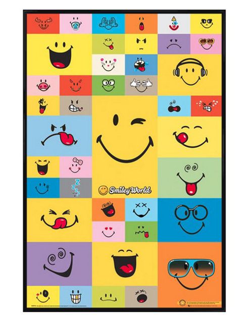 Image of Smiley World Gloss Black Framed Smiley Expressions Poster