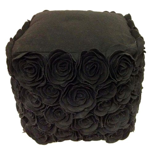 Image of Kaikoo 3d Flower Pouffe, Black
