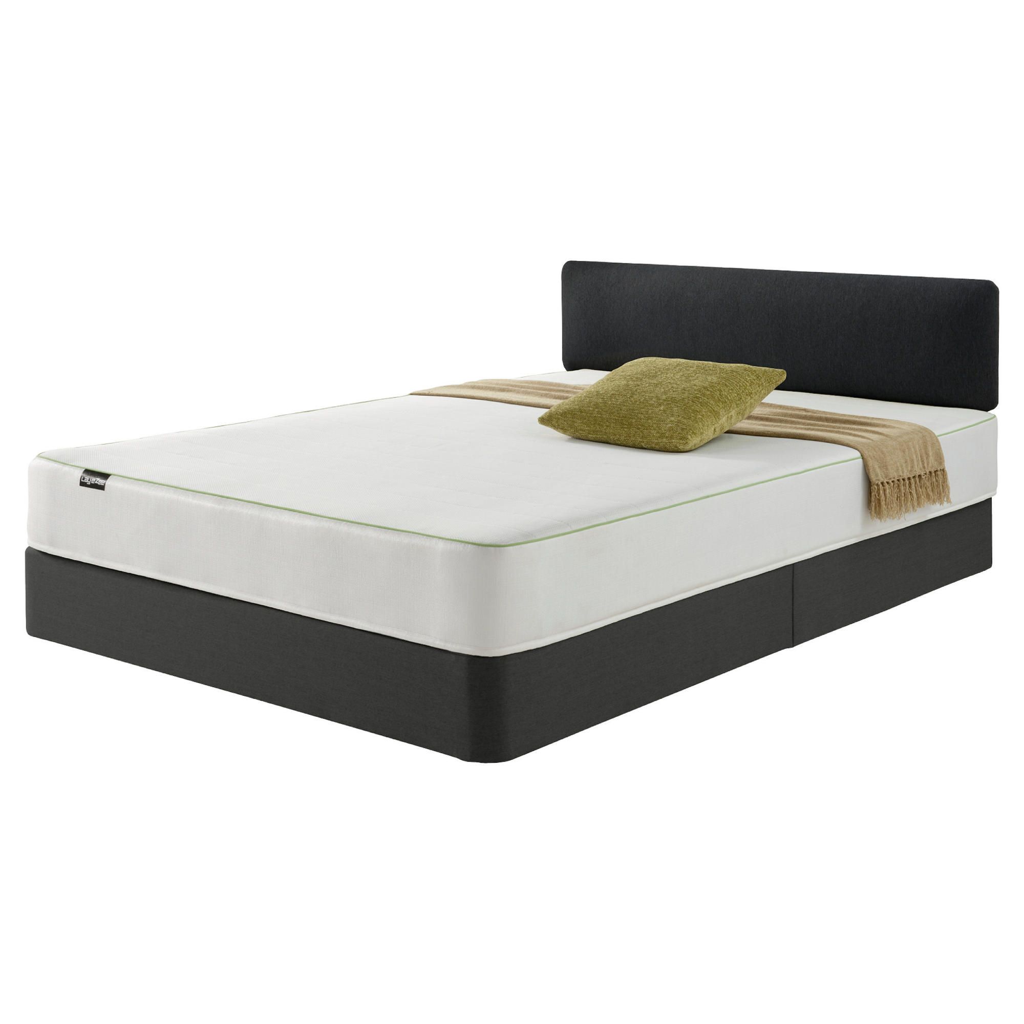 Layezee Charcoal Bed and Headboard Memory Mattress Double at Tesco Direct