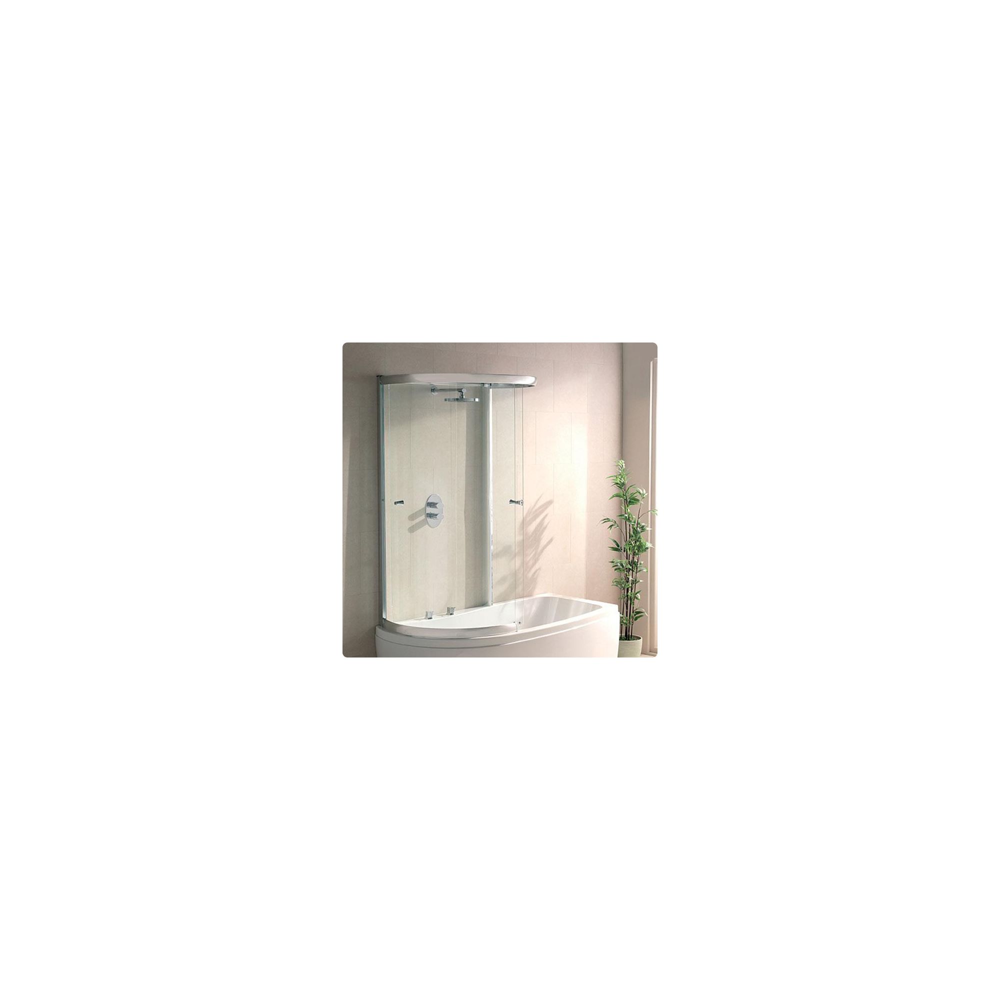 Duchy SOPHIA Curved Showerbath Bath Panel with Extending Sliding Door inside Enclosure Style Frame LEFT HANDED with Silver Profile at Tesco Direct