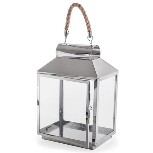 Image of Large 'rhode Island' Contemporary Stainless Steel & Glass Garden Lantern