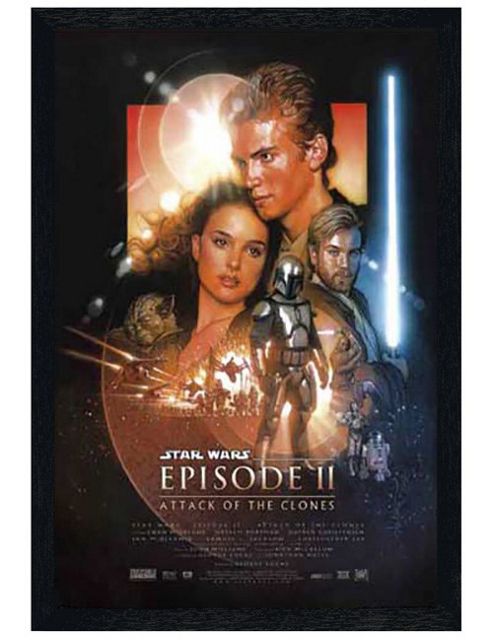 Image of Star Wars Episode Ii Attack Of The Clones Black Wooden Framed Movie Score Poster