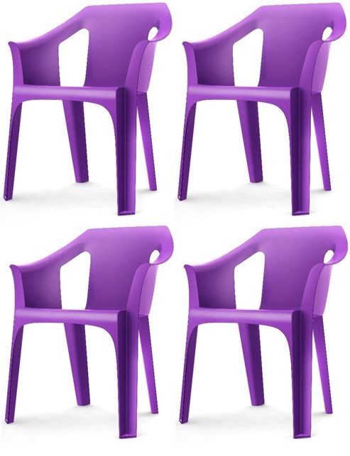 Image of Resol "cool" Garden Outdoor / Indoor Designer Plastic Chairs - Purple - X4