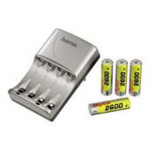 Hama Delta Flex 2/4 Plug-In Battery Charger with 4xAA Batteries (Silver)